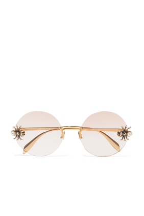 Spider Jeweled Round Sunglasses